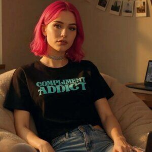 Compliment Addict Black Crop Top W/ Blue Gothic Font – Horoscopez NWT M